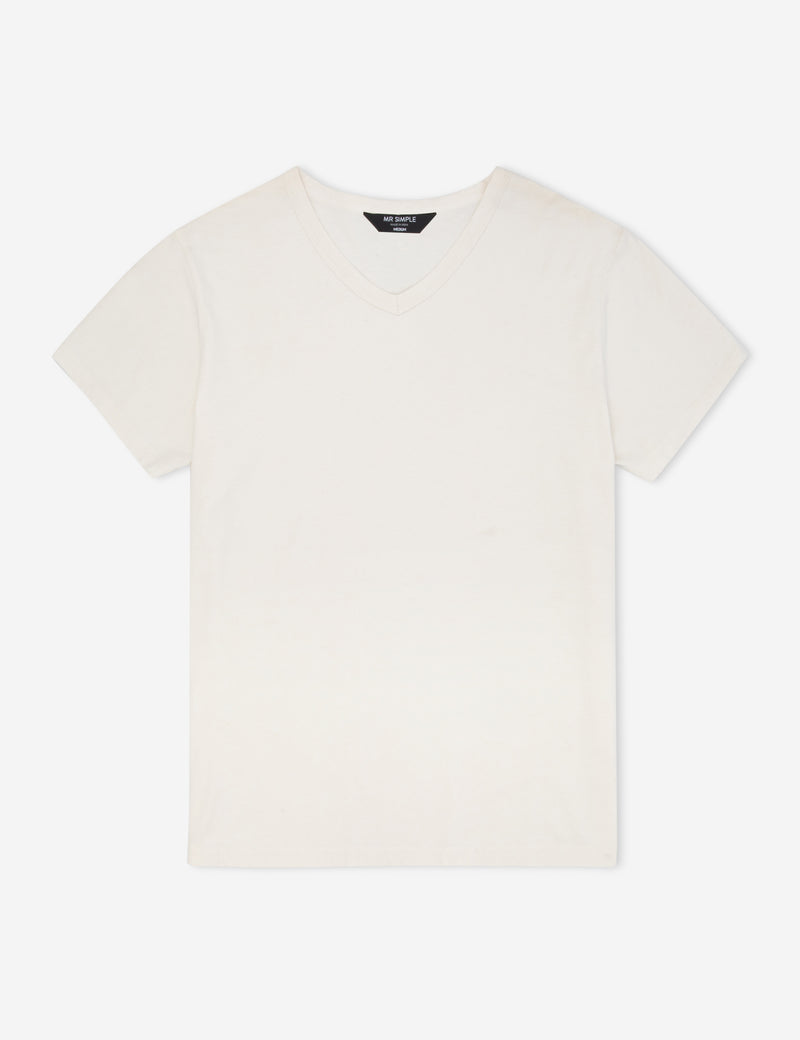 Hemp V Neck Tee - White