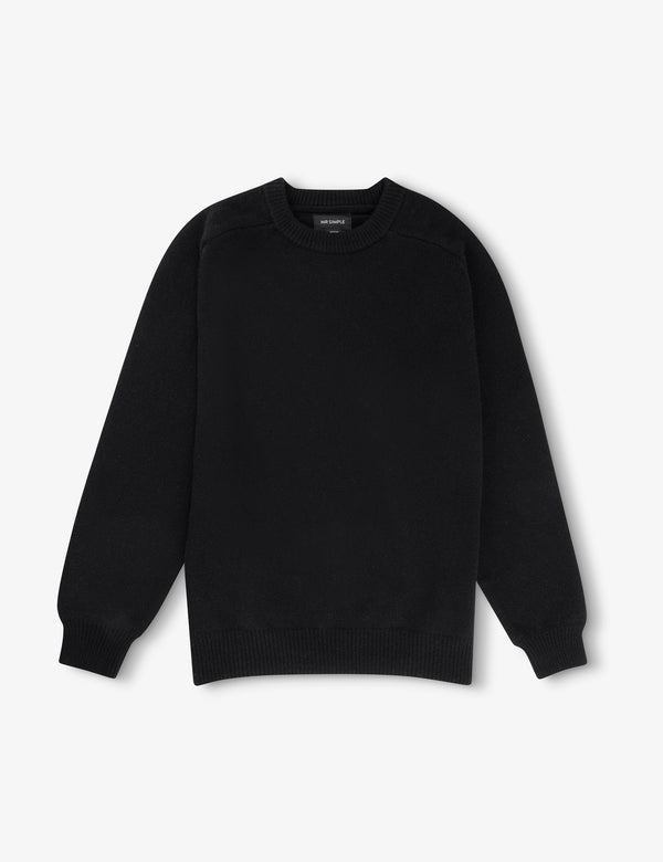 Fred Crew Wool Knit - Black