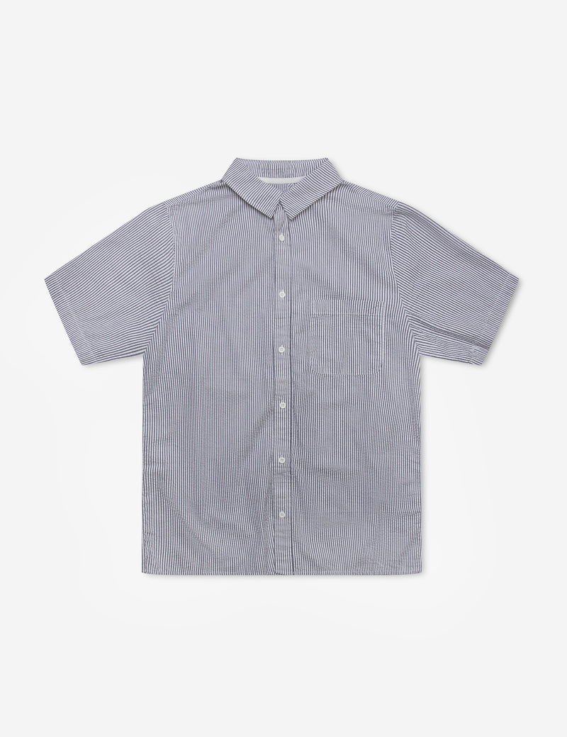 Seersucker Short Sleeve Shirt - Black/White