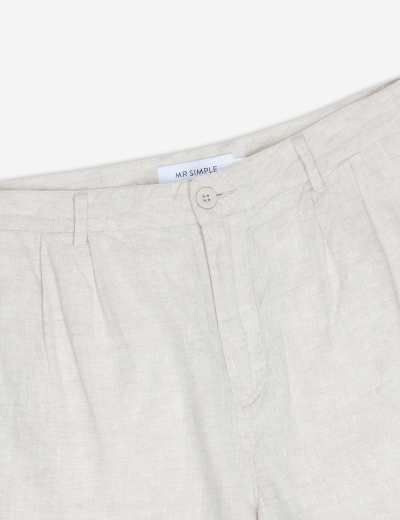 Brooklyn Linen Pleated Pant - Natural