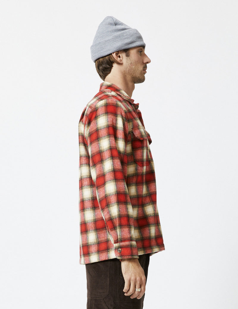Nomad Overshirt Heavy Flannel - Red/Natural