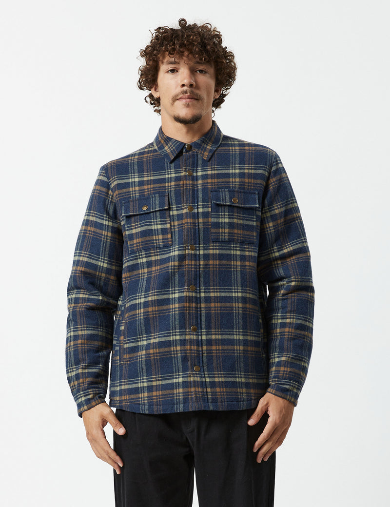 Quilted Flannel Jacket Denim Check Mr Simple