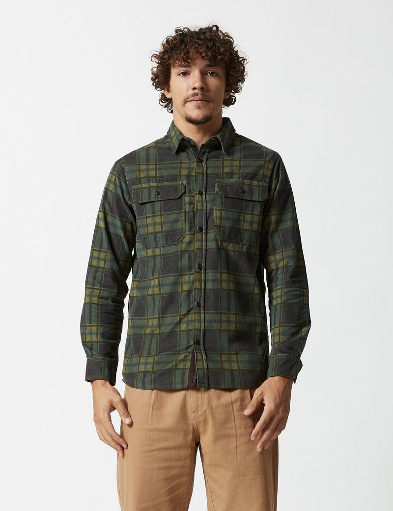 Sawyer Cord Longsleeve Shirt - Army Check