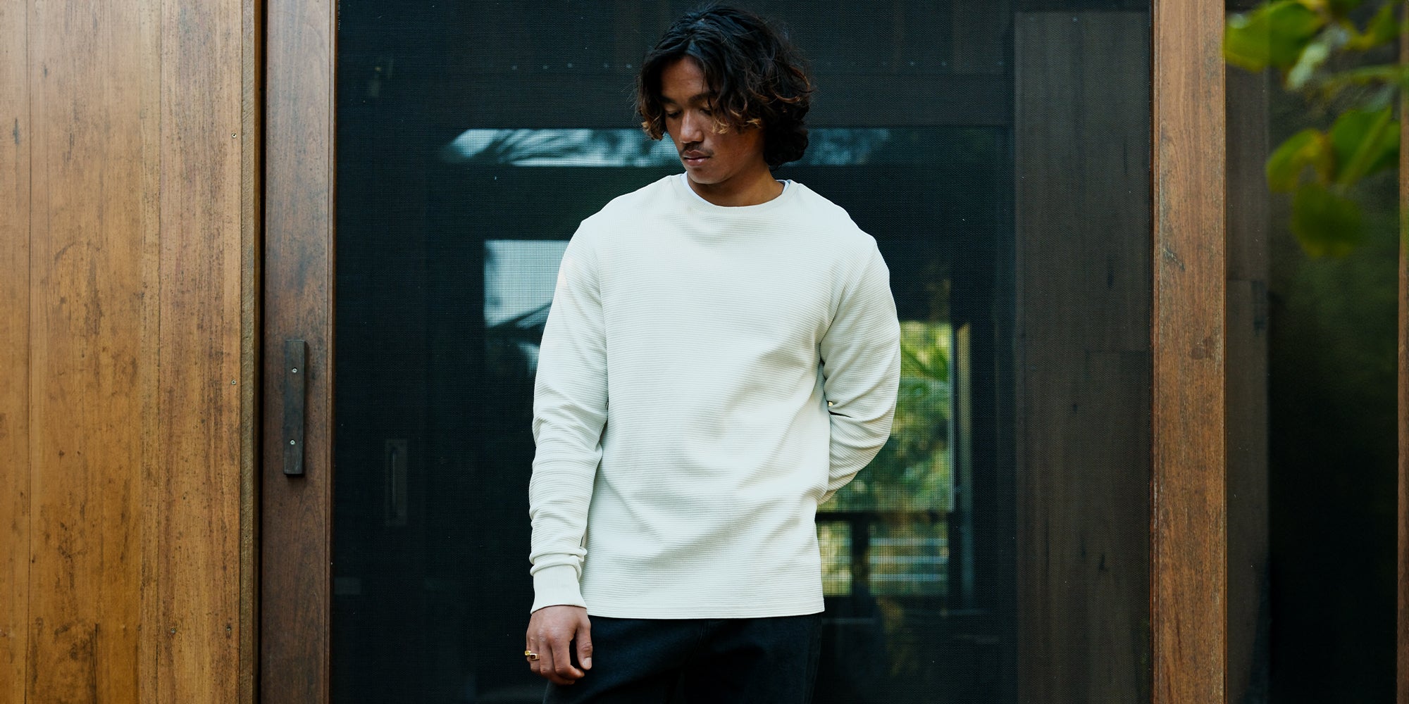 Smith Long Sleeve Waffle - Vintage White