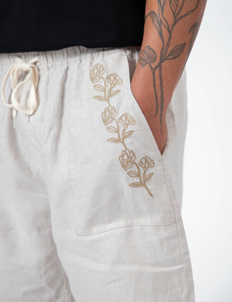 Huck Linen Short - Natural