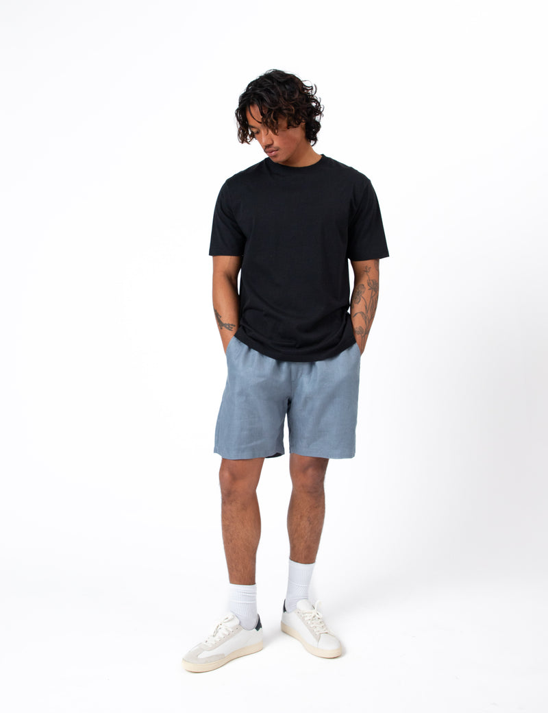 Burbank Herringbone Short - Slate Blue