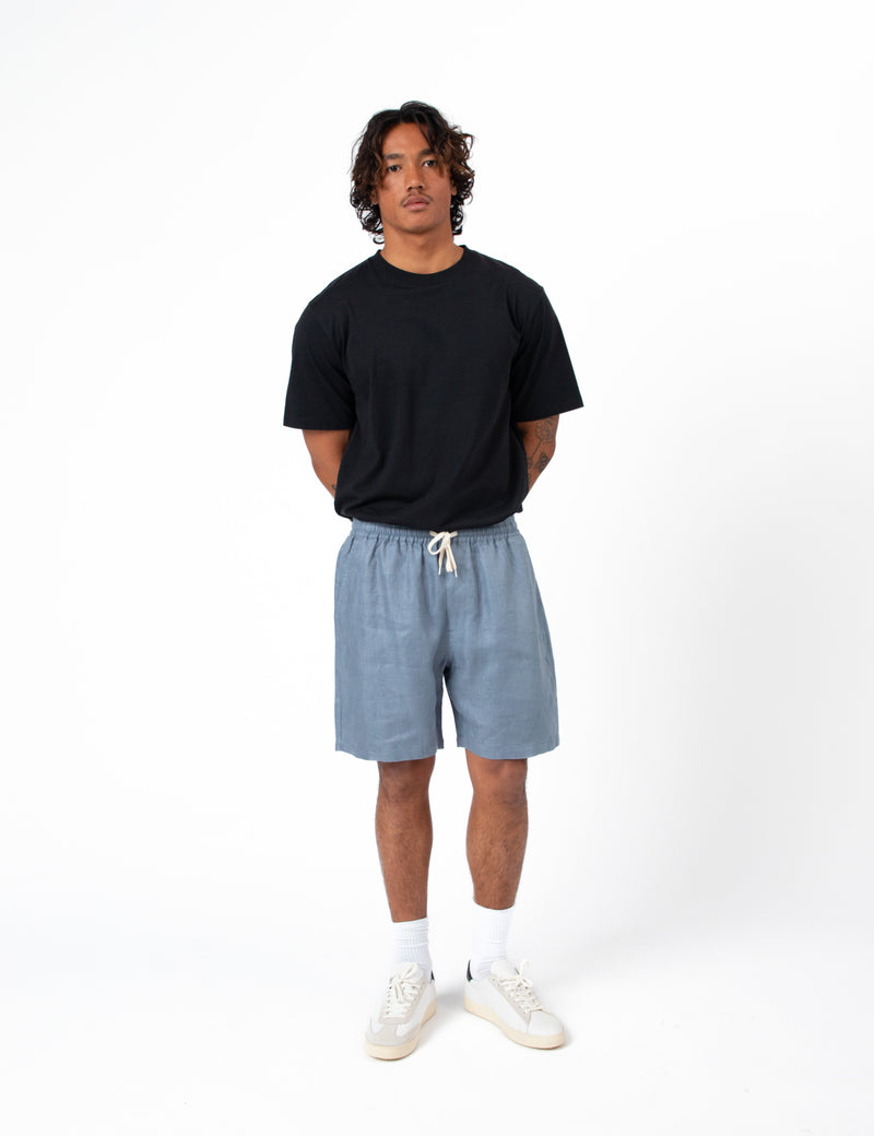 Burbank Herringbone Short - Slate Blue