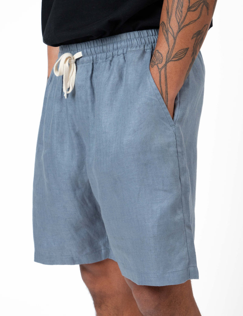 Burbank Herringbone Short - Slate Blue