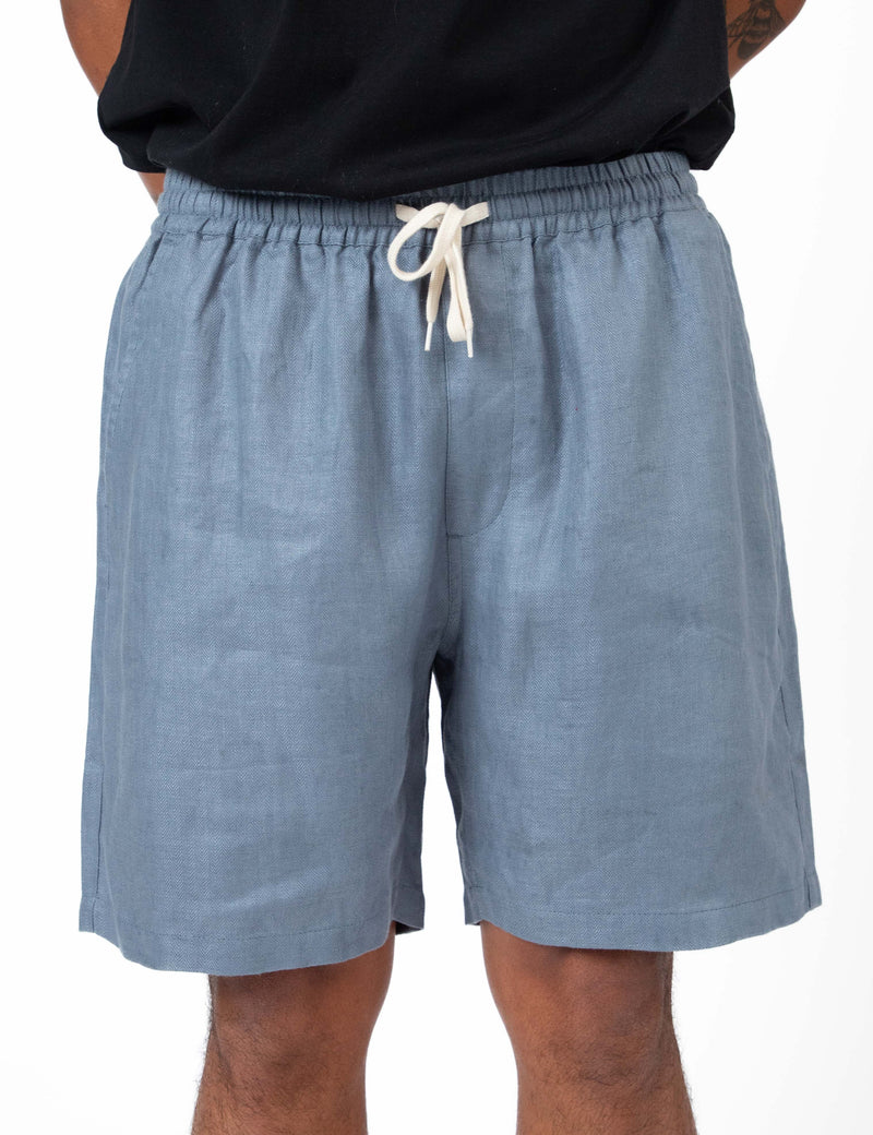 Burbank Herringbone Short - Slate Blue