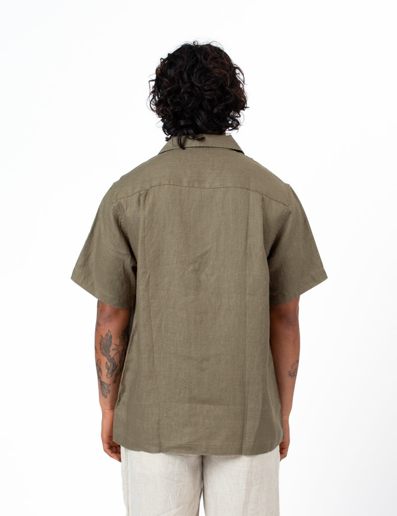Cuban Short Sleeve Shirt - Fatigue Linen