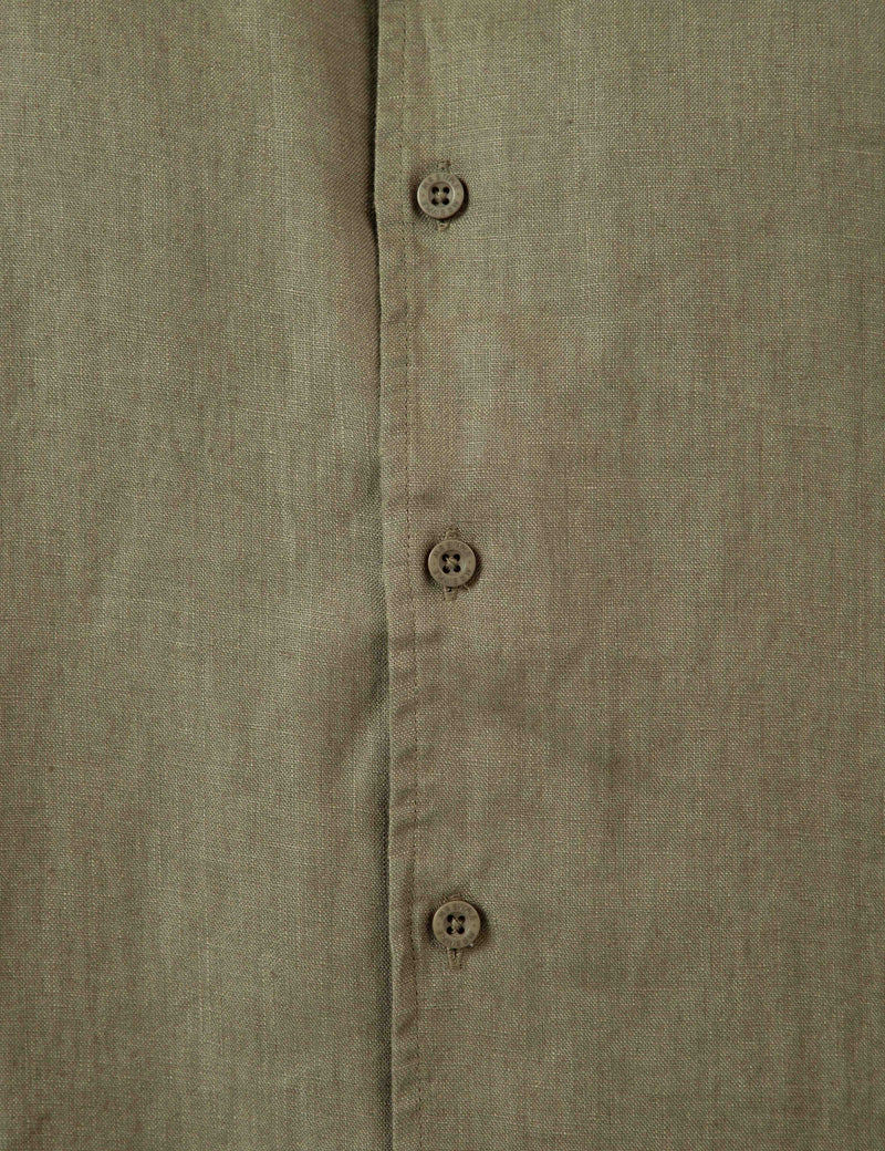 Cuban Short Sleeve Shirt - Fatigue Linen