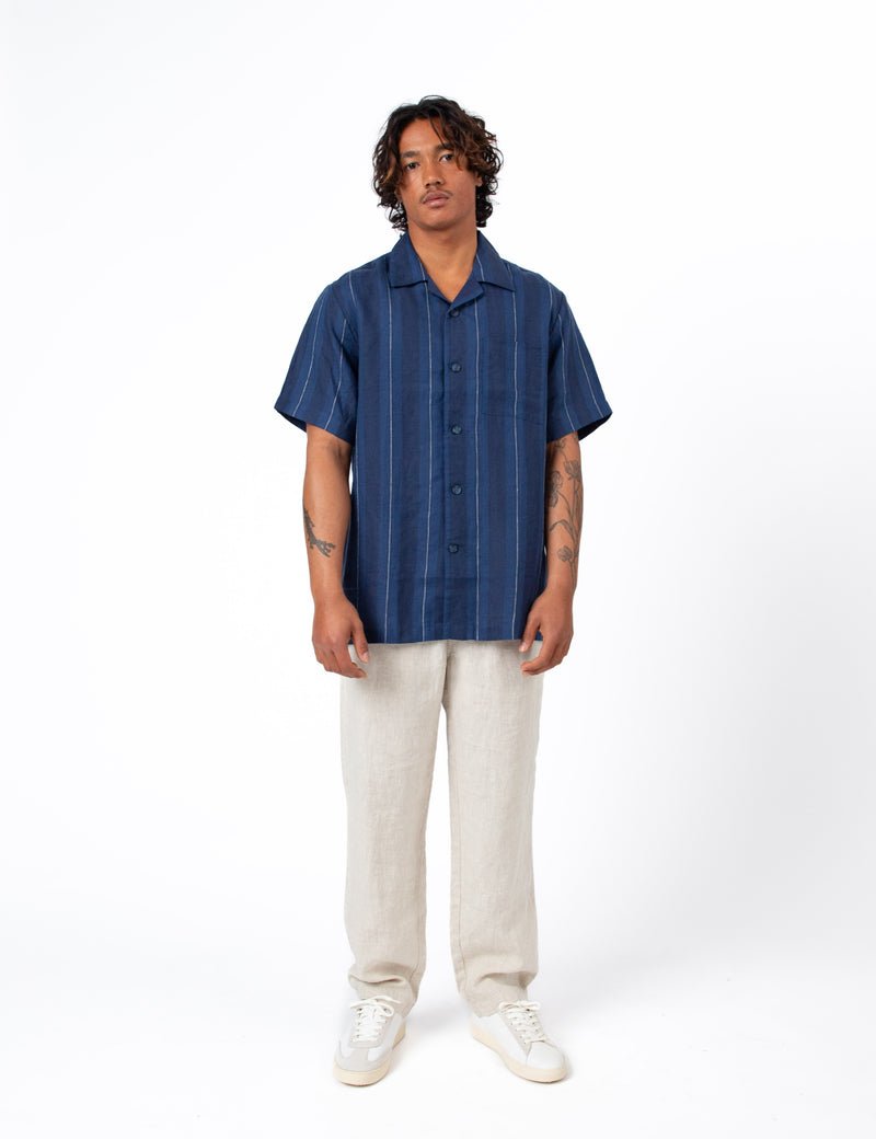 Cuban Short Sleeve Shirt - Streamline Navy