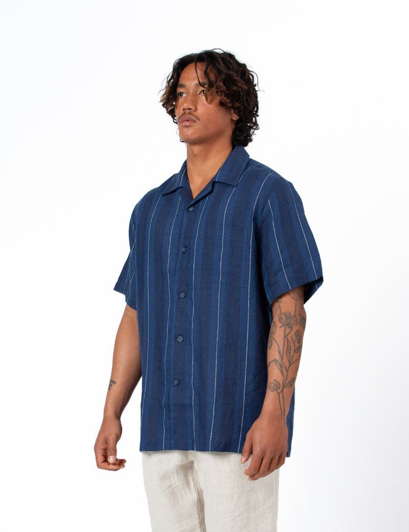 Cuban Short Sleeve Shirt - Streamline Navy
