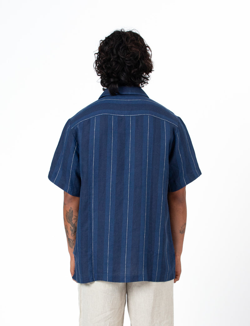 Cuban Short Sleeve Shirt - Streamline Navy