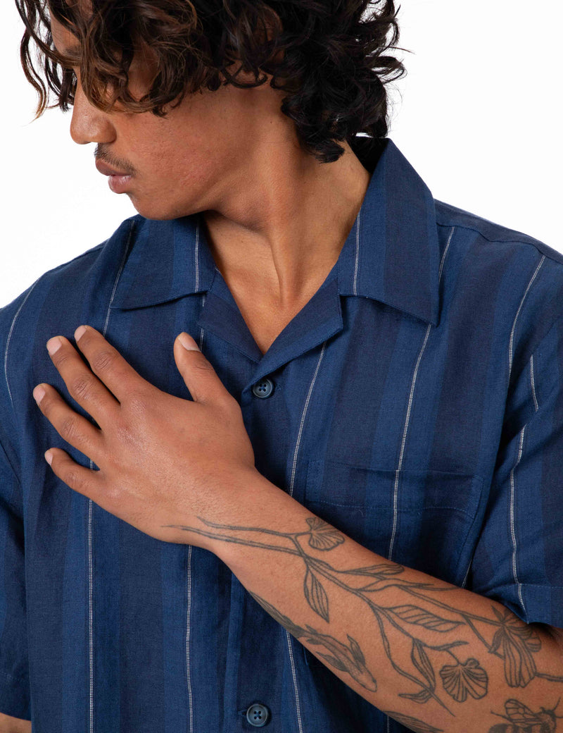 Cuban Short Sleeve Shirt - Streamline Navy