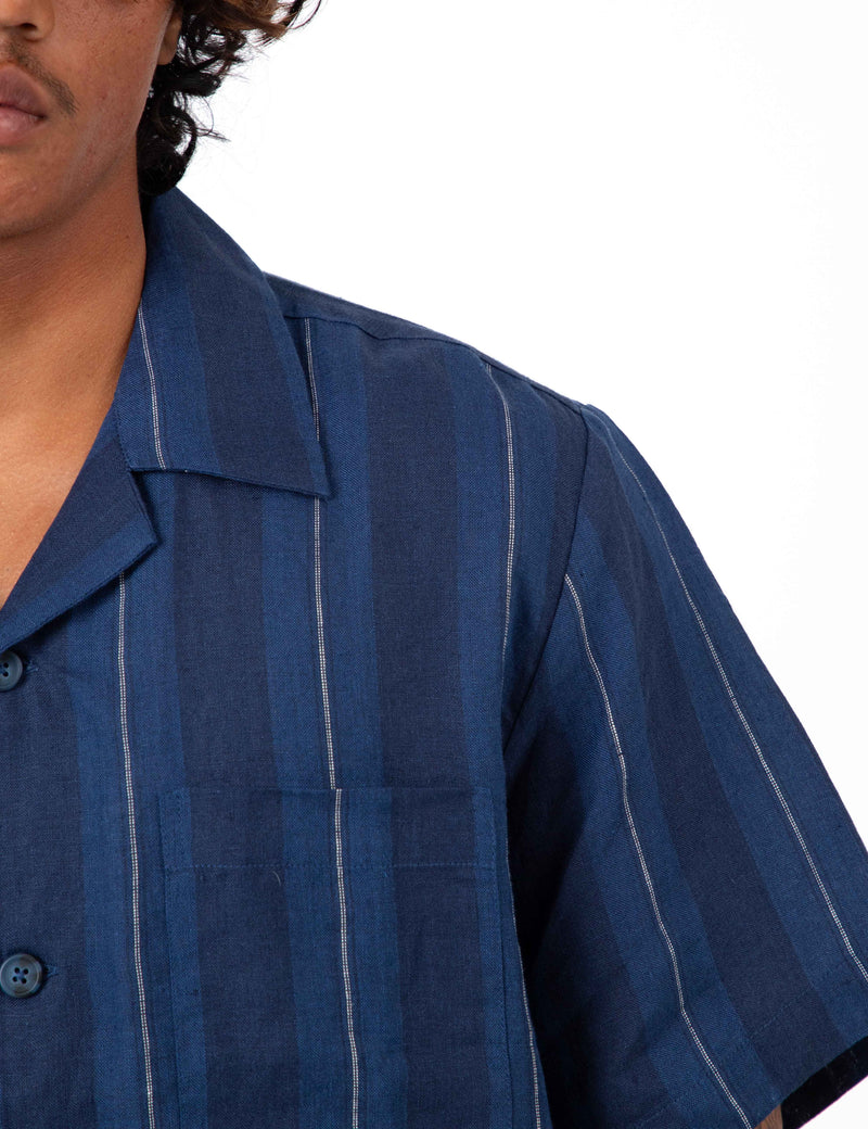 Cuban Short Sleeve Shirt - Streamline Navy
