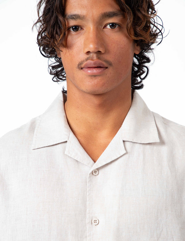 Cuban Short Sleeve Shirt - Natural Linen