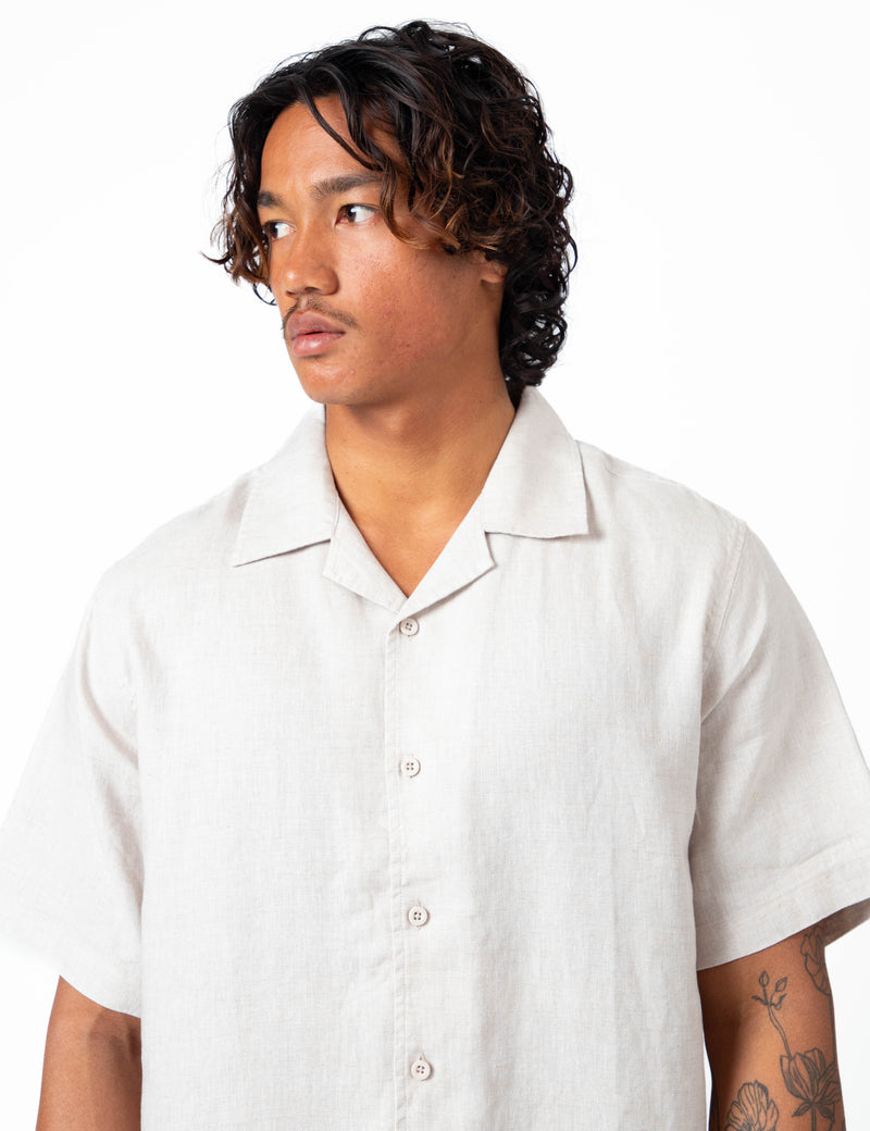 Cuban Short Sleeve Shirt - Natural Linen