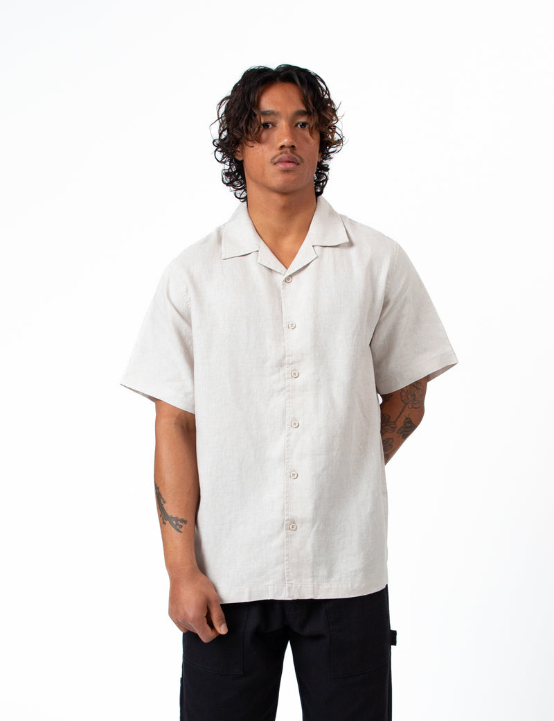 Cuban Short Sleeve Shirt - Natural Linen