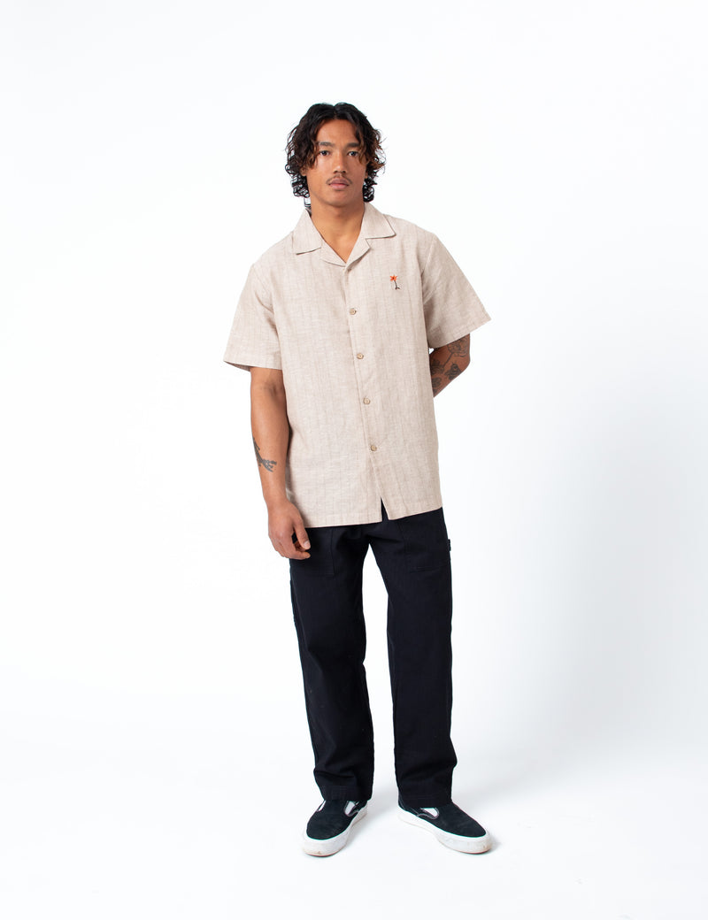 Cuban Short Sleeve Shirt - Aloha Sand Stripe Linen