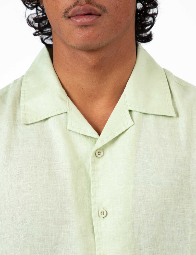 Cuban Short Sleeve Shirt - Fog Green Linen