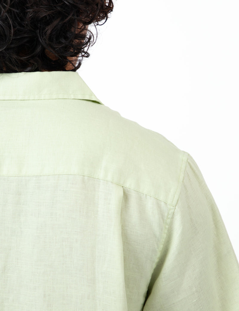 Cuban Short Sleeve Shirt - Fog Green Linen