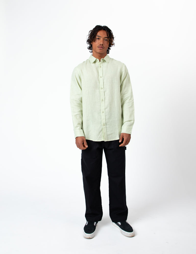 Linen Long Sleeve Shirt - Fog Green