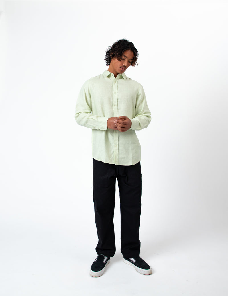 Linen Long Sleeve Shirt - Fog Green