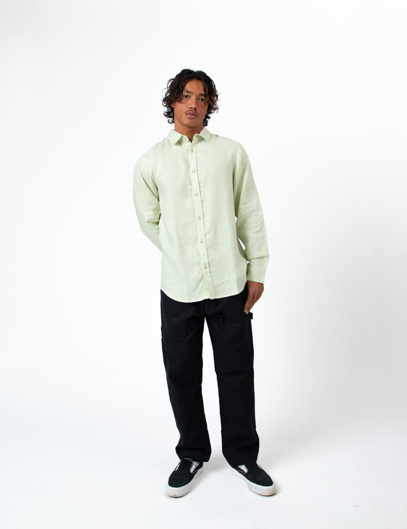 Linen Long Sleeve Shirt - Fog Green