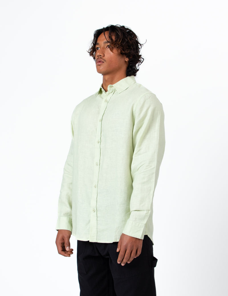 Linen Long Sleeve Shirt - Fog Green