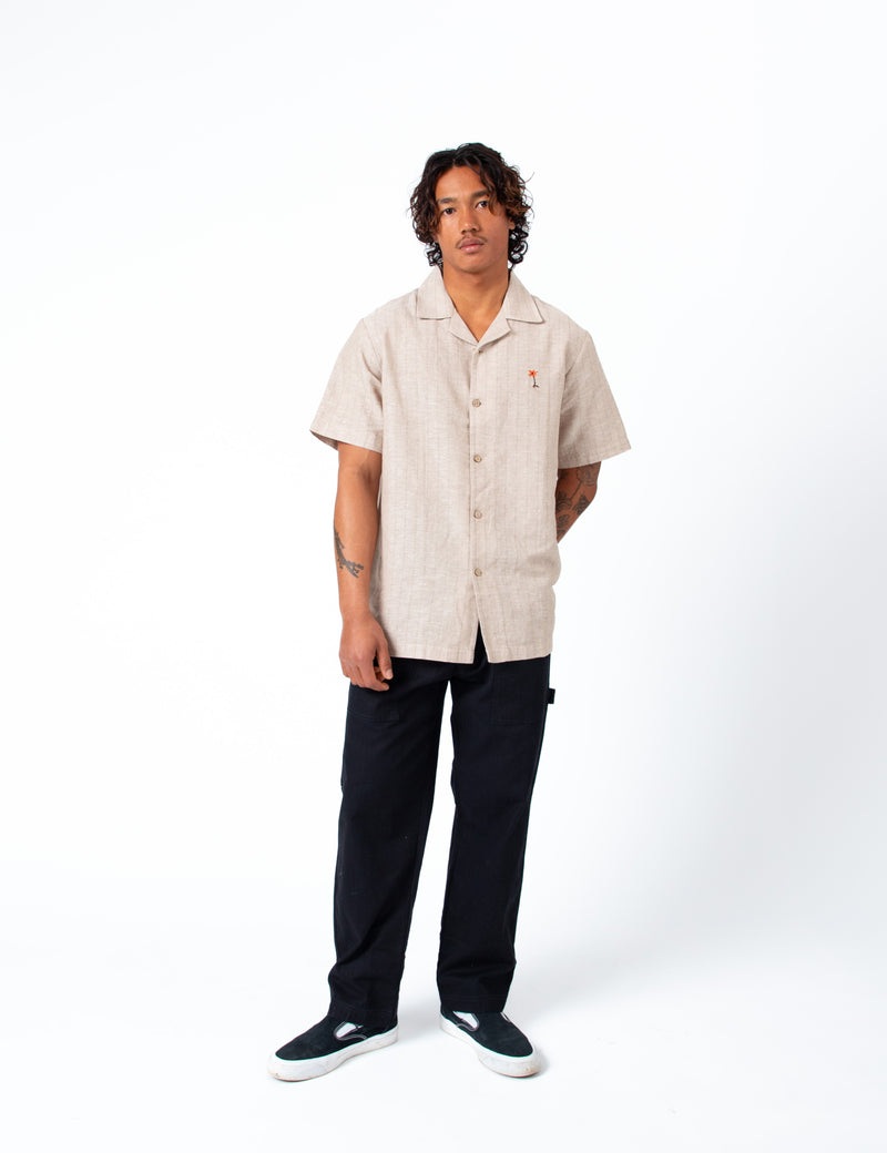 Cuban Short Sleeve Shirt - Aloha Sand Stripe Linen