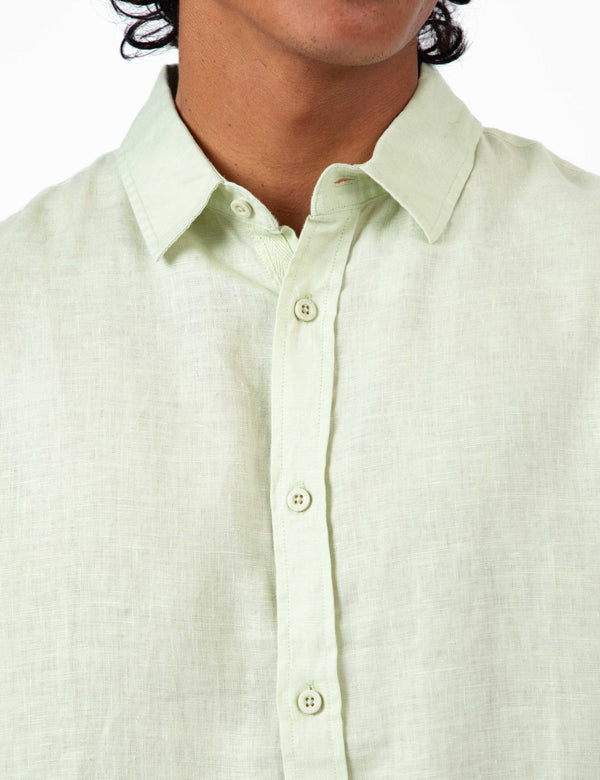 Linen Long Sleeve Shirt - Fog Green