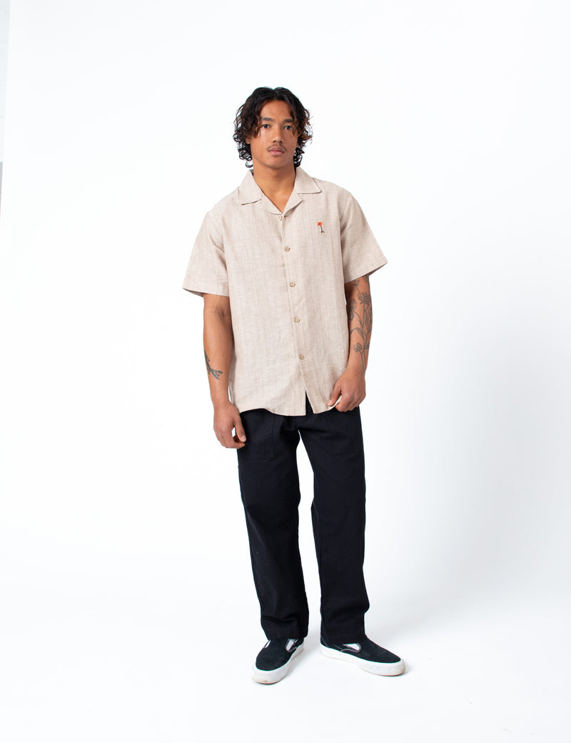 Cuban Short Sleeve Shirt - Aloha Sand Stripe Linen