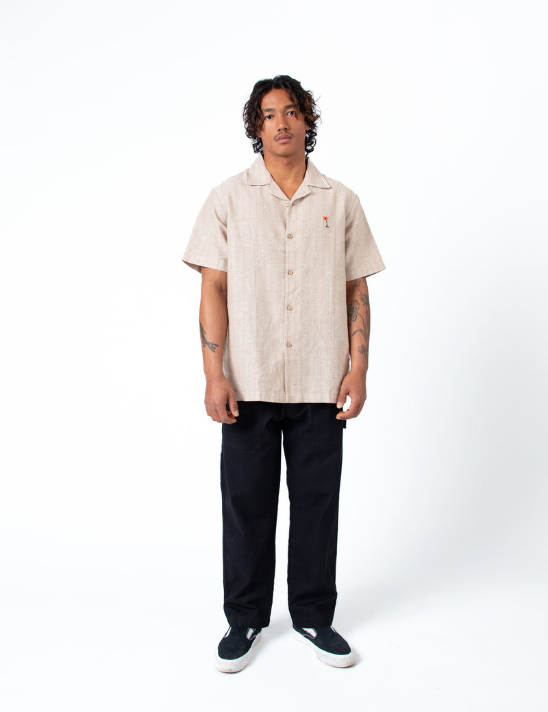 Cuban Short Sleeve Shirt - Aloha Sand Stripe Linen