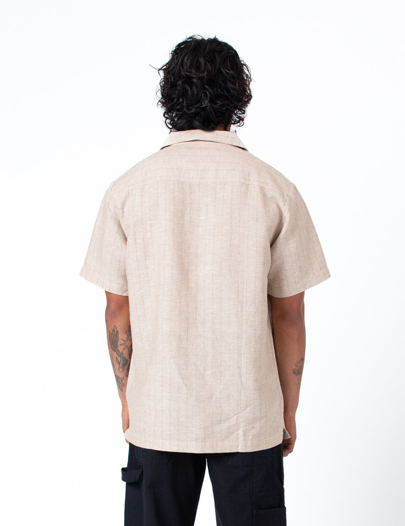 Cuban Short Sleeve Shirt - Aloha Sand Stripe Linen