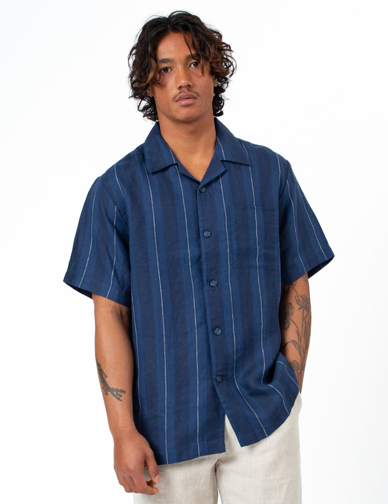 Cuban Short Sleeve Shirt - Streamline Navy