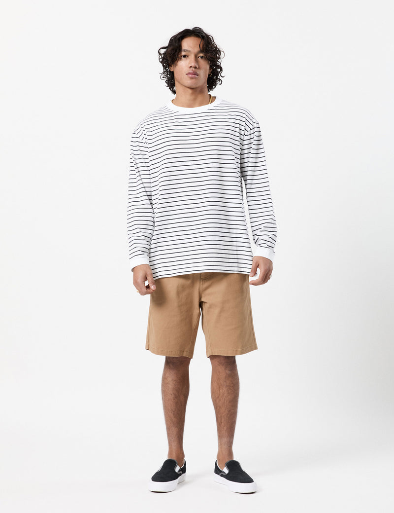 Vanders Longsleeve Breton Stripe Tee - Black White