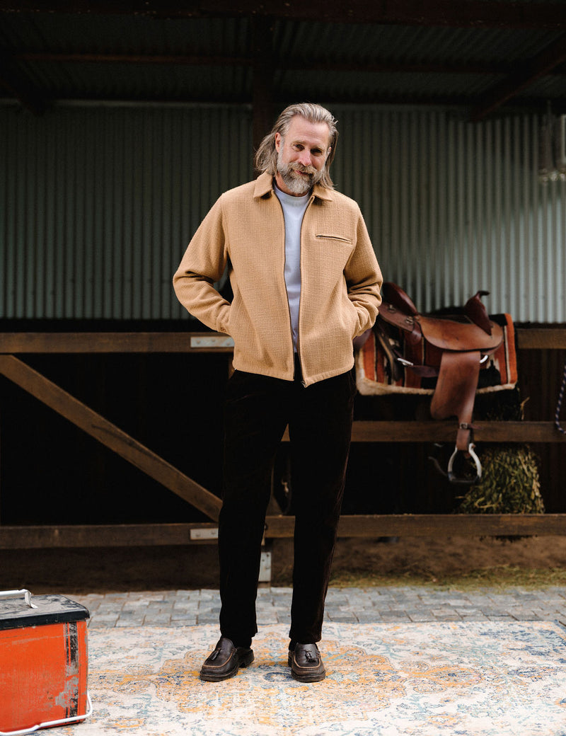 Hudson Zip Thru Jacket Camel | Men's Textured Overshirt | Mr Simple