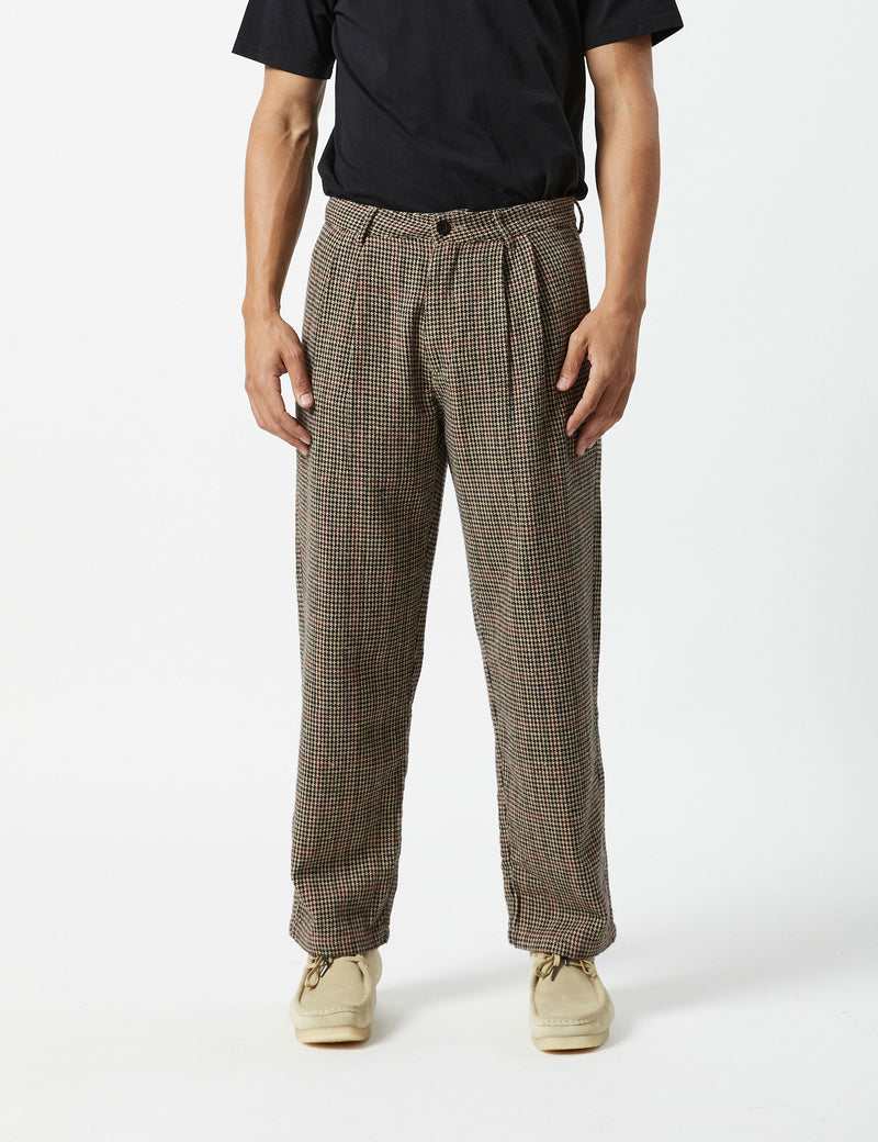 Brooklyn Pleated Pant - Natural Houndstooth