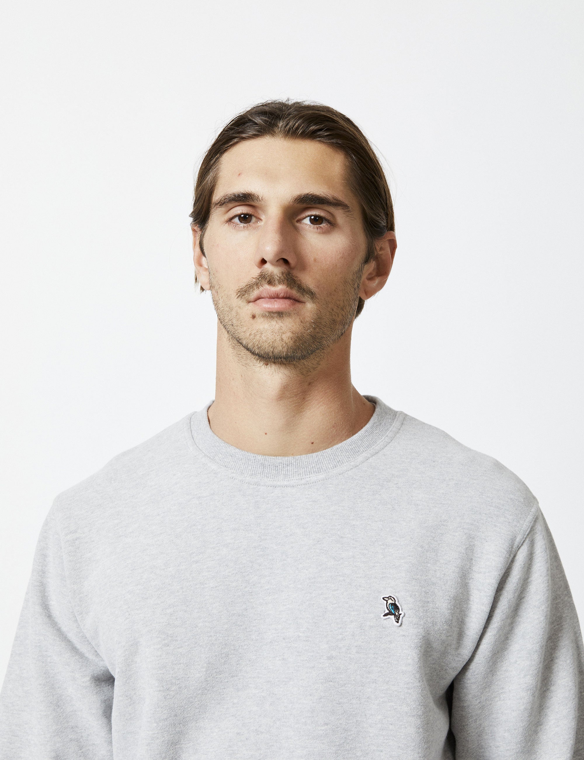 Simple Fleece Crew Grey Marle Mr Simple