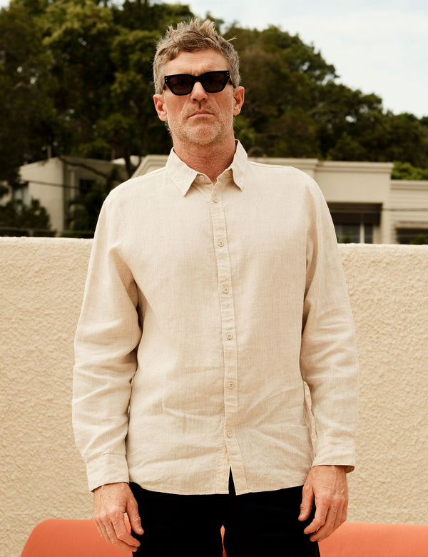 Linen Long Sleeve Shirt - Natural