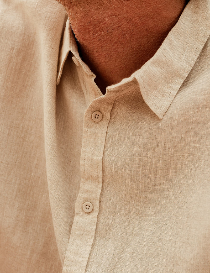 Linen Long Sleeve Shirt - Natural