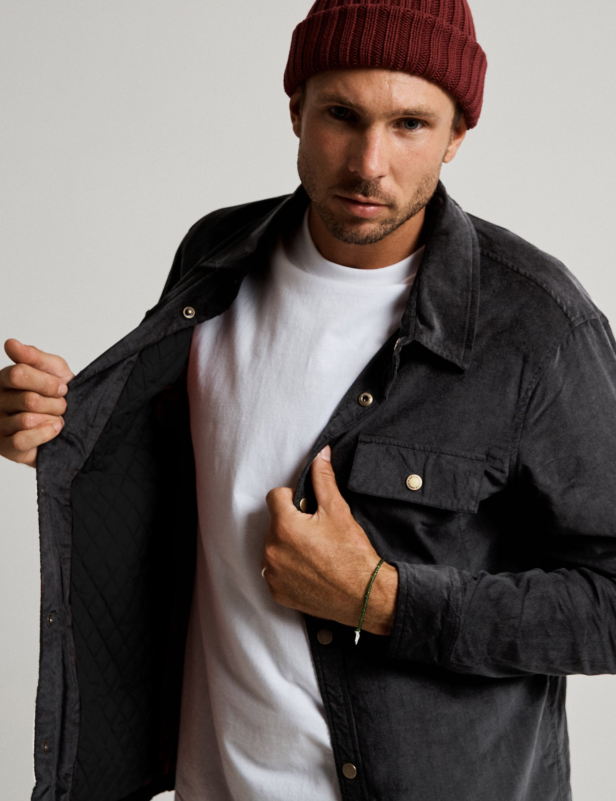 Quilted Cord Jacket - Graphite – Mr Simple