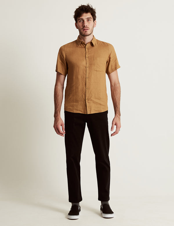 Linen Short Sleeve Shirt - Tobacco