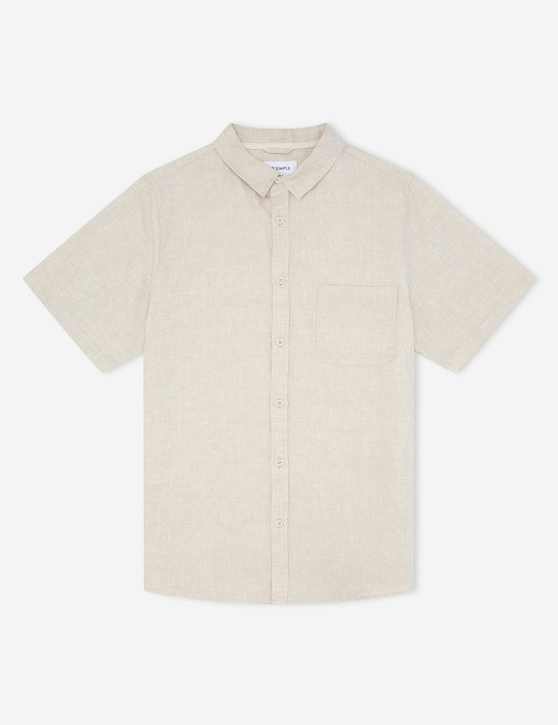 Mr Simple linen short sleeve shirt - Natural