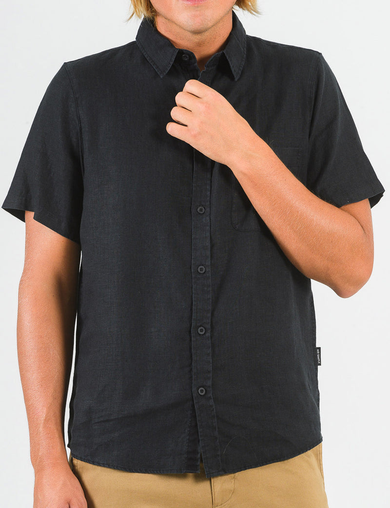 Linen Short Sleeve Shirt - Black