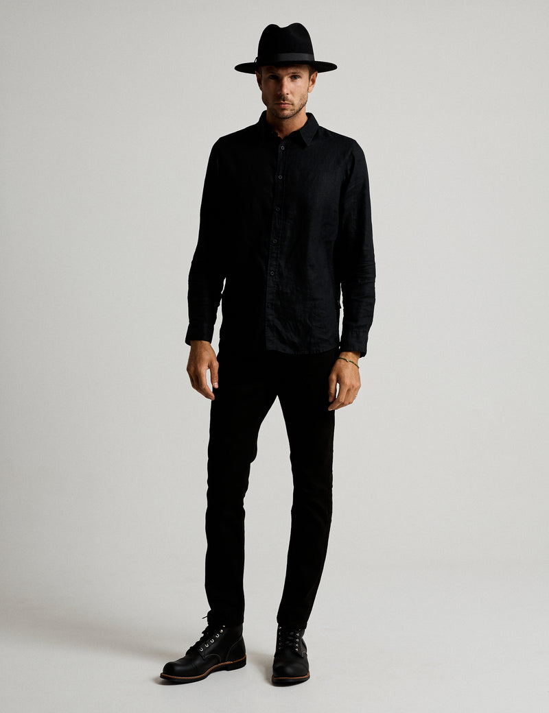 Linen Long Sleeve Shirt - Black