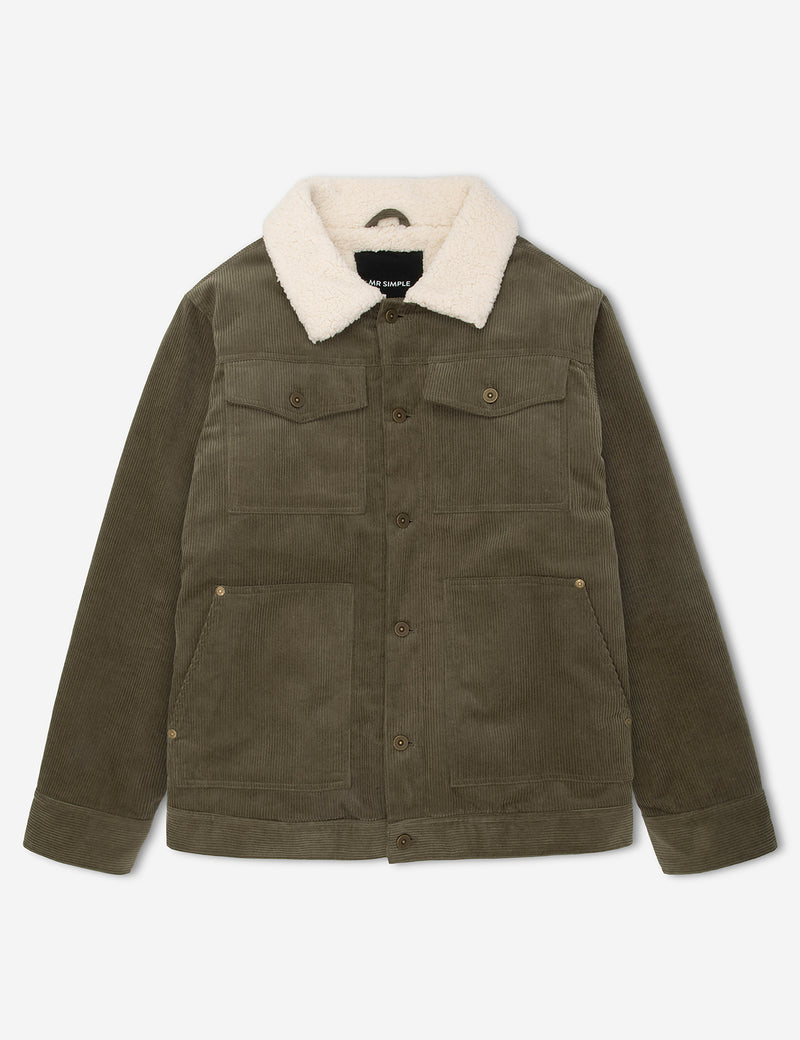 Cord Sherpa Jacket - Olive – Mr Simple