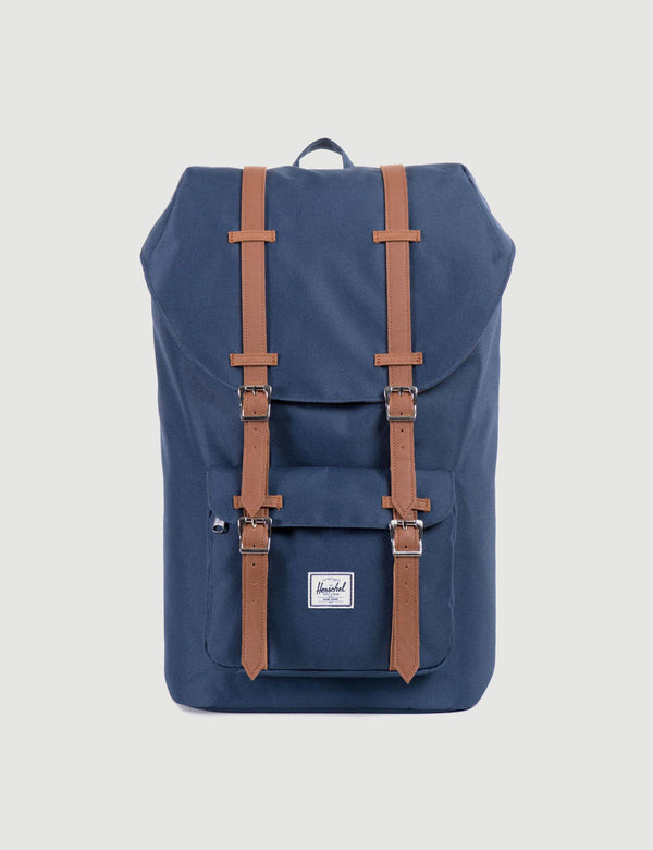 Herschel Little America Backpack - Navy/Tan Synthetic Leather