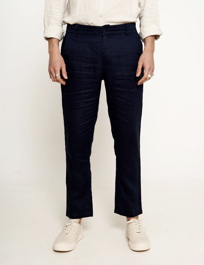 Tanner Linen Pant - Navy